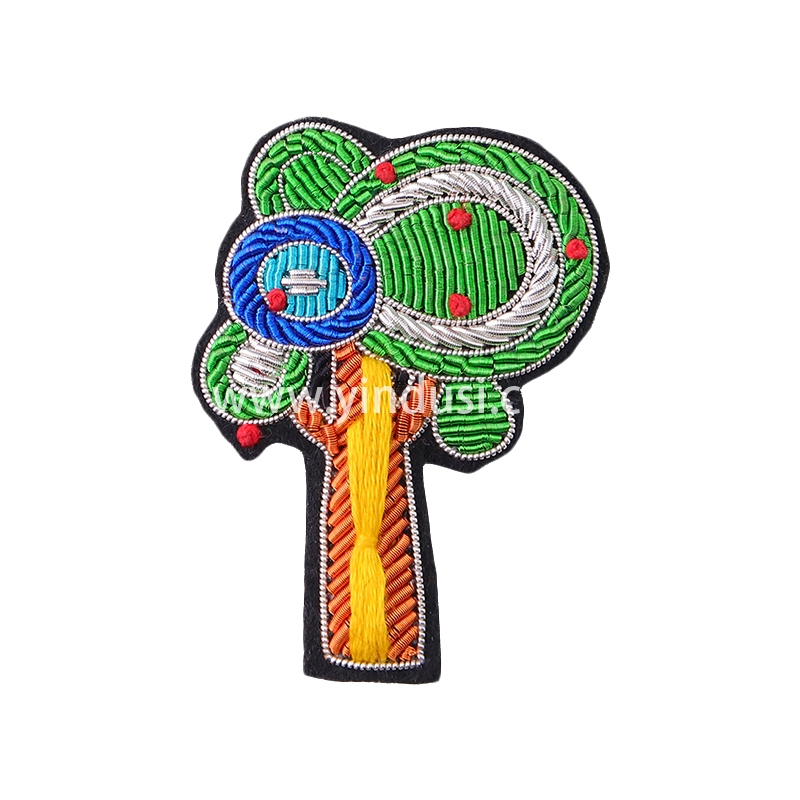 法国设计精致植物胸针智慧树别针创意趣味高档手工刺绣印度丝徽章