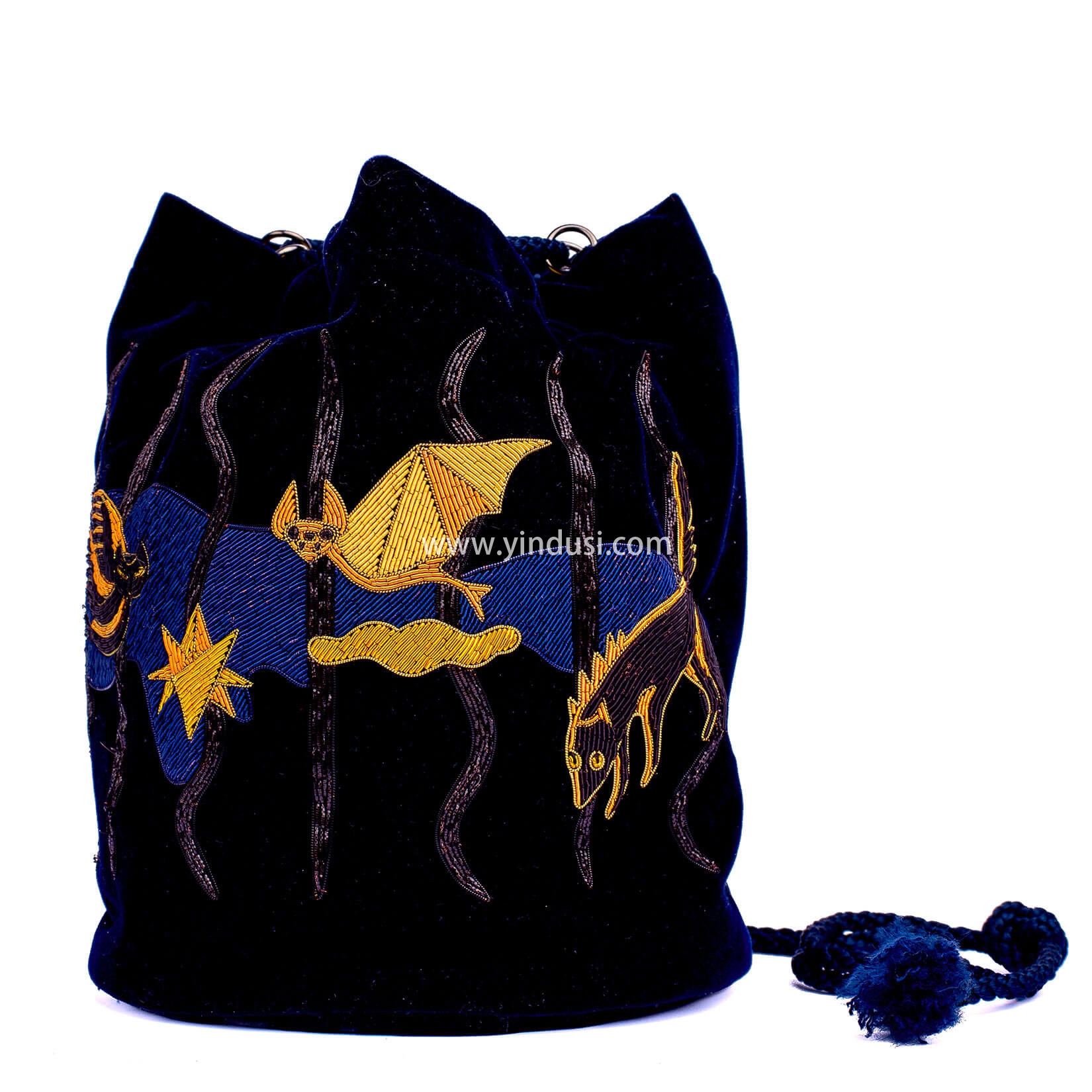 印度丝徽章工厂手工刺绣金属丝蝙蝠刺绣时尚包包，夜生活包