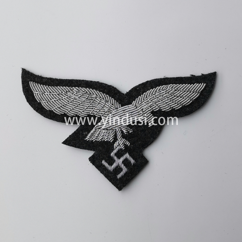 印度丝手工刺绣德国老鹰胸章臂章二战德国影视道具金属丝胸章臂章定做加工